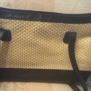 Maxx New York Tan & Black Leather Shoulder Bag (cheetah print lining interior)